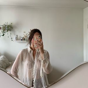 Free People silk dot blouse